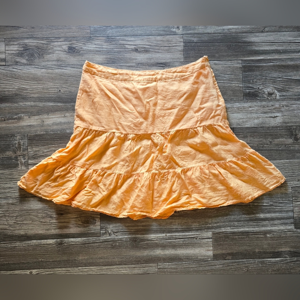 Y2K Gap Women's Tiered Flare Skirt Size 16 Linen Bohemian Coastal Summer